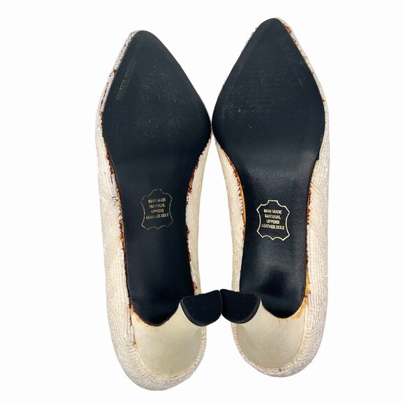 VINTAGE IVORY VALERIE STEVENS BEADED HEELS W/ BOX WEDDING FORMAL 8.5 - Picture 13 of 13